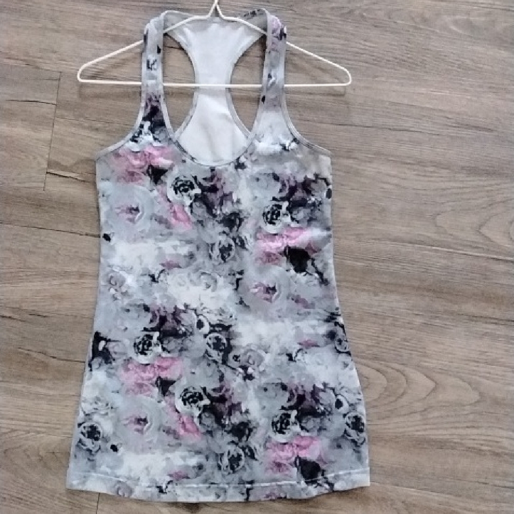 lululemon athletica Abstract Floral Tank Top - Gray and Pink